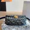 Dior 30 Montaigne Blue Embroidered Calfskin Crossbody Bag