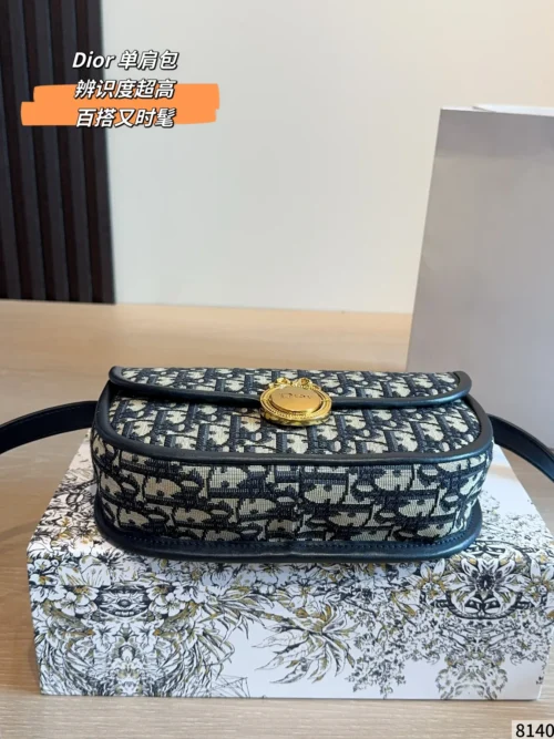 Dior 30 Montaigne Blue Embroidered Calfskin Crossbody Bag