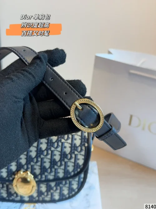 Dior 30 Montaigne Blue Embroidered Calfskin Crossbody Bag