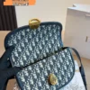 Dior 30 Montaigne Blue Embroidered Calfskin Crossbody Bag