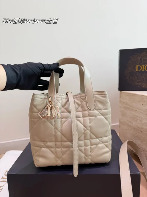 Dior Toujours Small Silver Cannage Leather Handbag Style 0142
