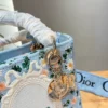 Dior Lady Dior Blue Embroidered Canvas Handbag