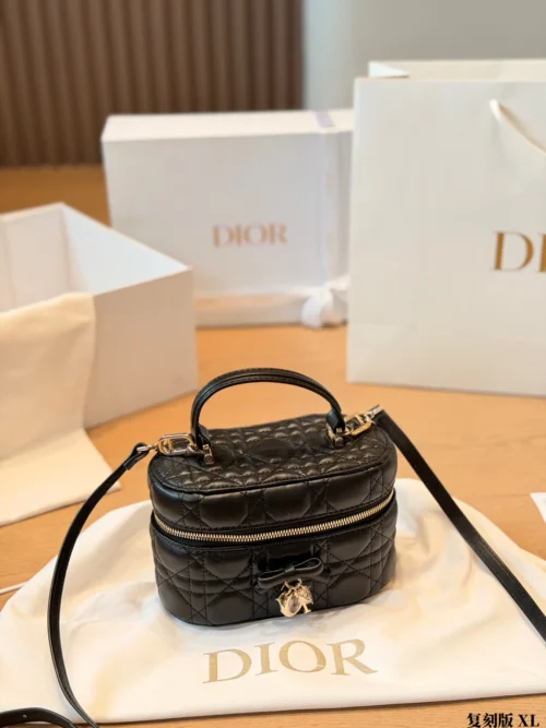 Dior Black Quilted Calfskin Vanity Bag