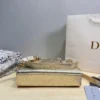 Dior D-Joy Mini Black Cannage Lambskin Card Holder Style 0198