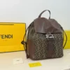 Fendi Flux Black Drawstring Leather Backpack