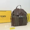 Fendi Flux Black Drawstring Leather Backpack