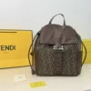 Fendi Flux Black Drawstring Leather Backpack