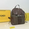 Fendi Flux Black Drawstring Leather Backpack