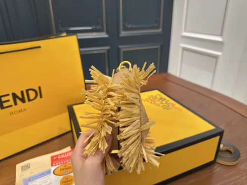 Fendi Large Woven Raffia Clutch Bag