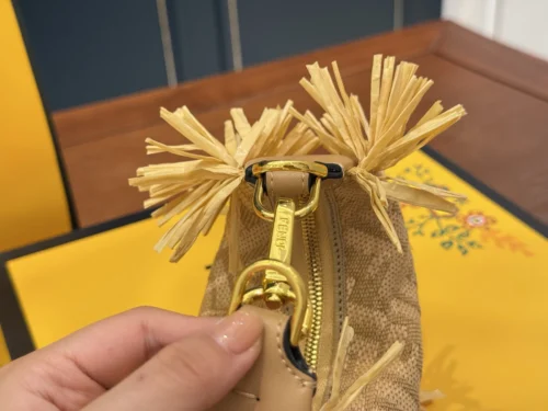Fendi Large Woven Raffia Clutch Bag