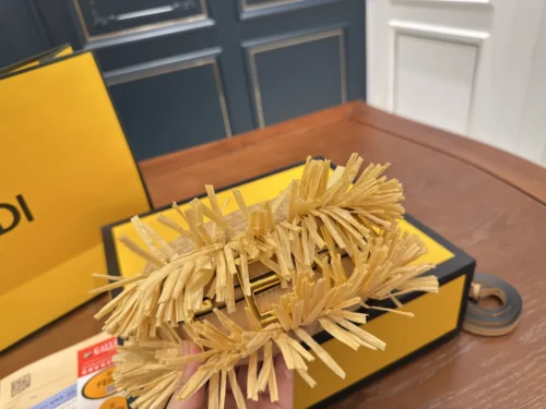 Fendi Large Woven Raffia Clutch Bag