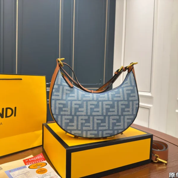 FENDI0014-01 Fendi Large Denim Clutch Bag