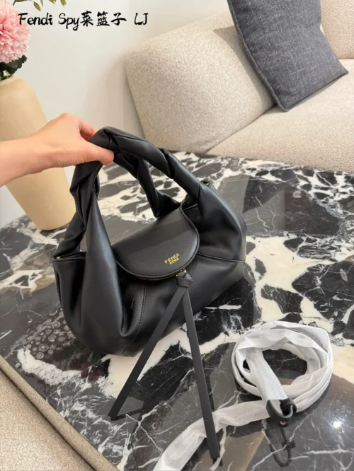 Fendi Spy Black Calfskin Saddle Bag