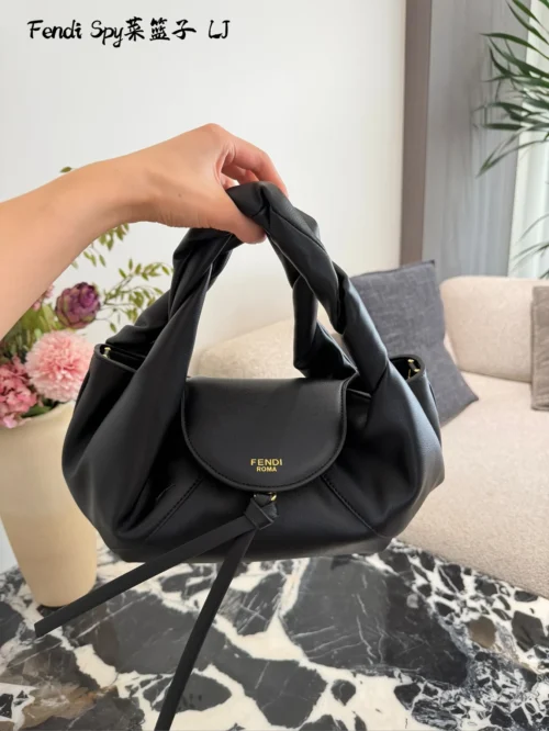 Fendi Spy Black Calfskin Saddle Bag