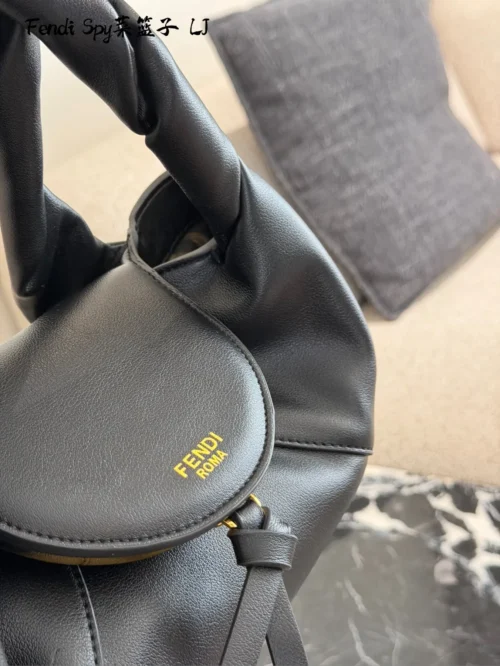 Fendi Spy Black Calfskin Saddle Bag