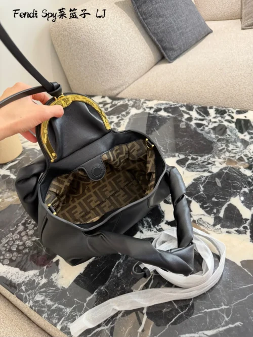 Fendi Spy Black Calfskin Saddle Bag