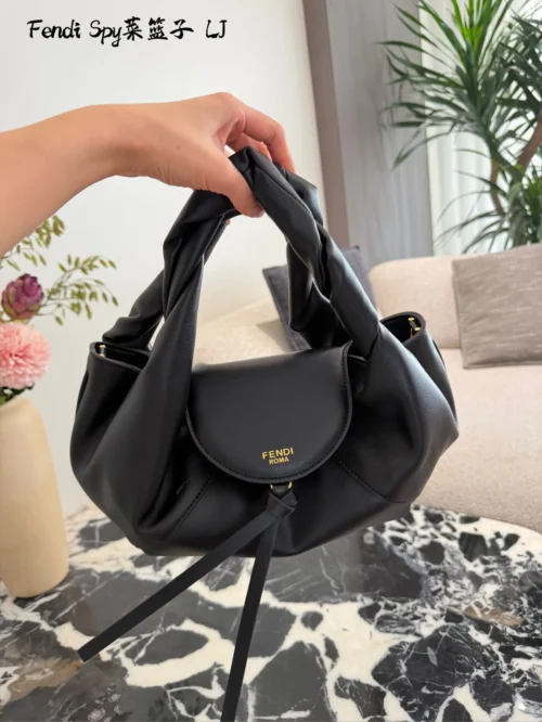 Fendi Spy Black Calfskin Saddle Bag