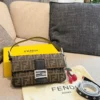 Fendi Baguette Black Monogram Leather Bag