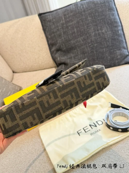 Fendi Baguette Black Monogram Leather Bag