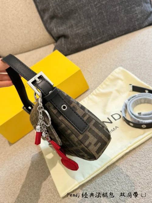 Fendi Baguette Black Monogram Leather Bag