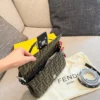 Fendi Baguette Black Monogram Leather Bag