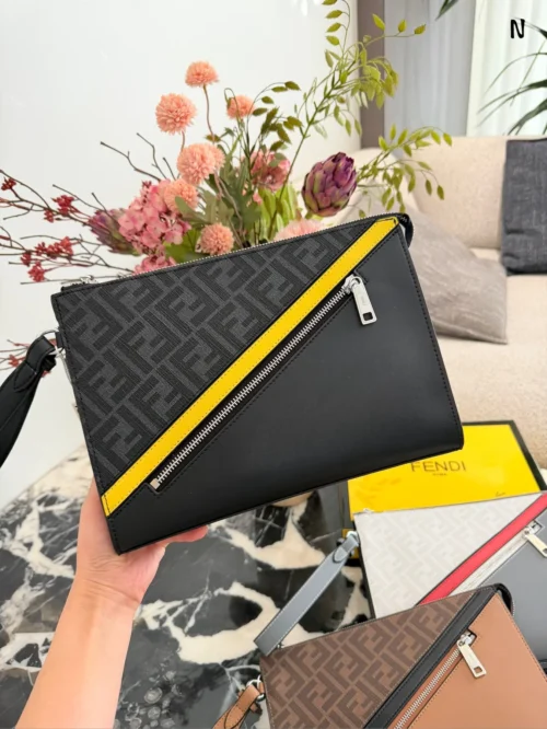 Fendi White Monogram Leather Clutch Bag