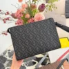 Fendi White Monogram Leather Clutch Bag