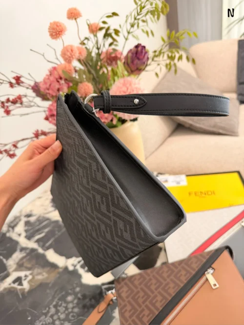 Fendi White Monogram Leather Clutch Bag