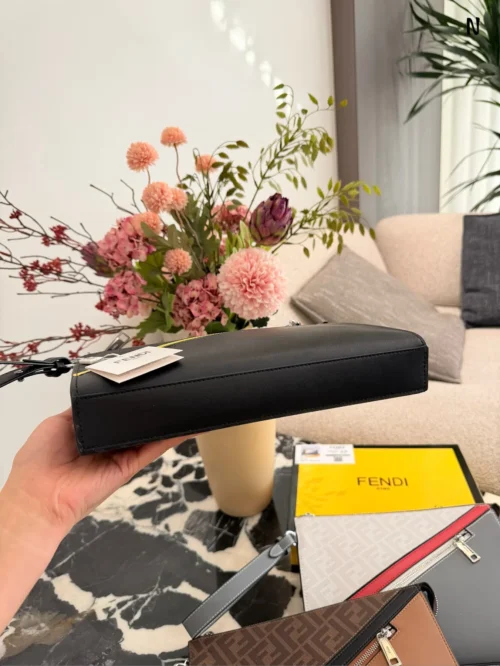 Fendi White Monogram Leather Clutch Bag
