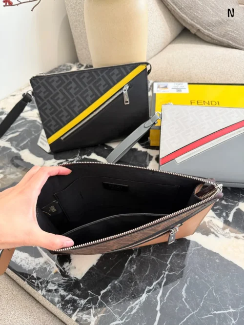 Fendi White Monogram Leather Clutch Bag