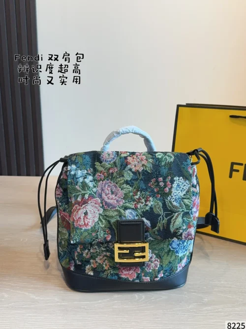 Fendi Black Monogram Leather Backpack