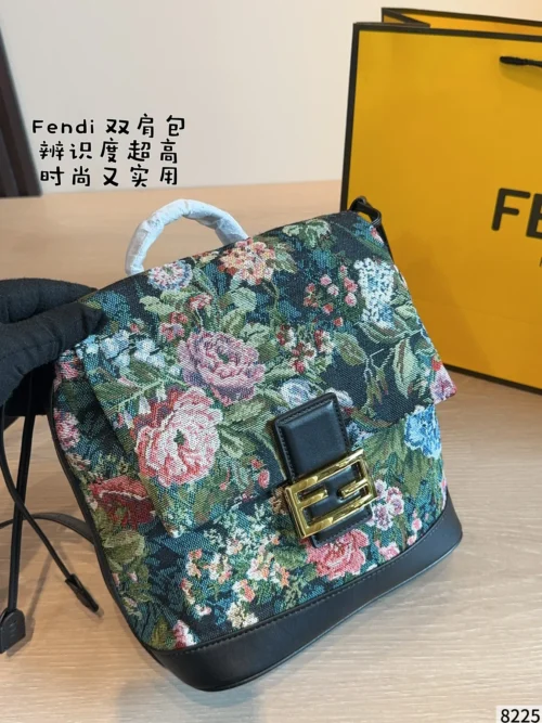 Fendi Black Monogram Leather Backpack