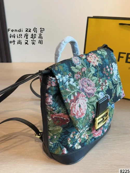 Fendi Black Monogram Leather Backpack