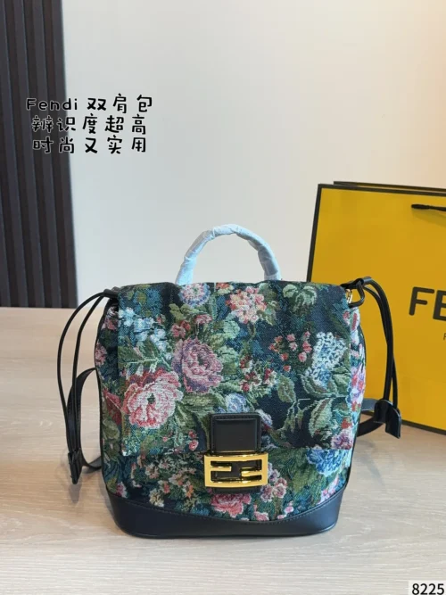 Fendi Black Monogram Leather Backpack