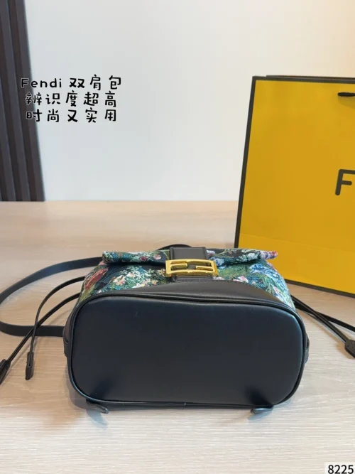 Fendi Black Monogram Leather Backpack