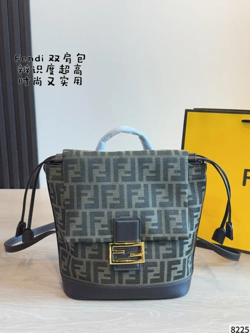 Fendi Black Monogram Leather Backpack Style 0088