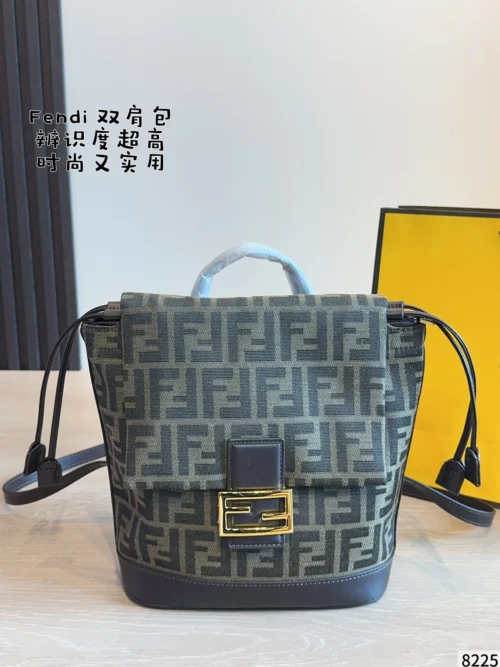 Fendi Black Monogram Leather Backpack Style 0088