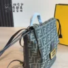 Fendi Black Monogram Leather Backpack Style 0088