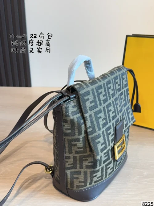 Fendi Black Monogram Leather Backpack Style 0088