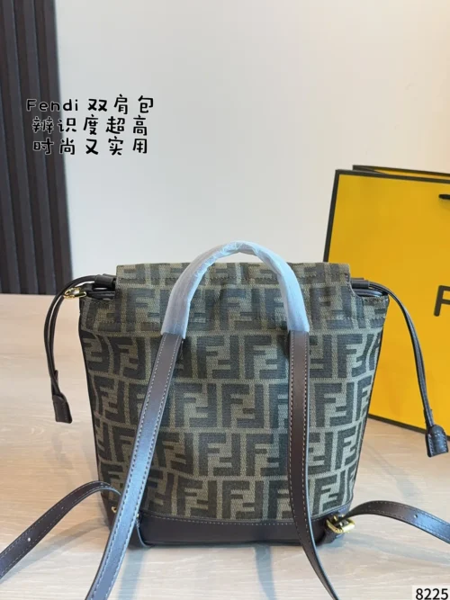 Fendi Black Monogram Leather Backpack Style 0088