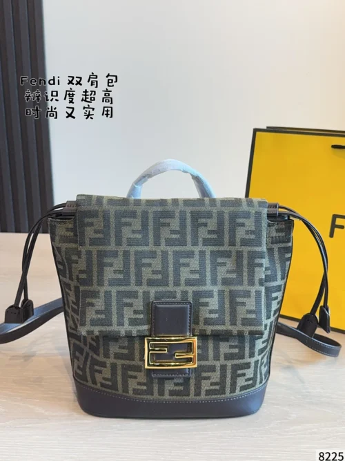 Fendi Black Monogram Leather Backpack Style 0088