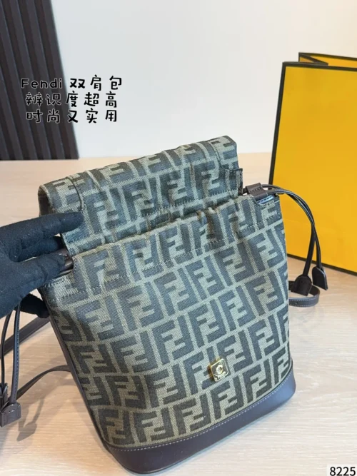 Fendi Black Monogram Leather Backpack Style 0088