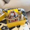 Fendi Mini Beige Embroidered Canvas Bucket Bag