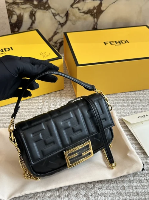 Fendi Baguette Leather Bag Style 0158