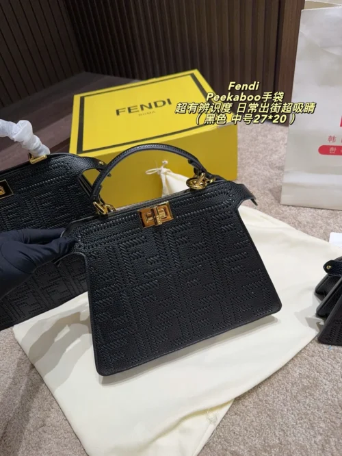 Fendi Peekaboo Small Gold Handbag Style 0178