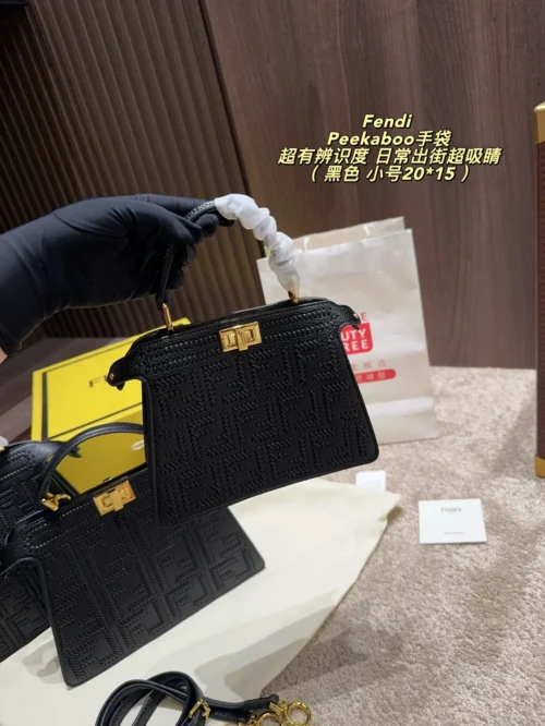 Fendi Peekaboo Small Gold Handbag Style 0178