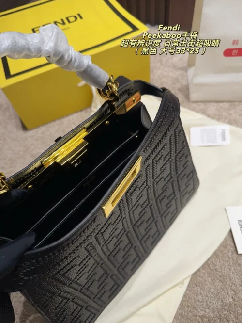 Fendi Peekaboo Small Gold Handbag Style 0178