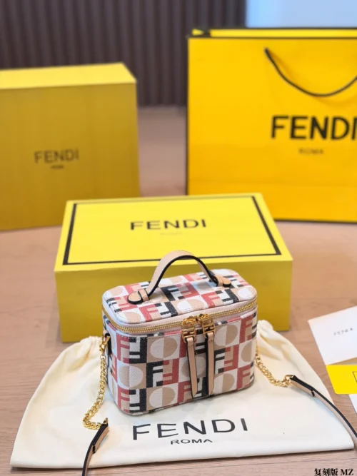 Fendi Gold Monogram Canvas Vanity Bag
