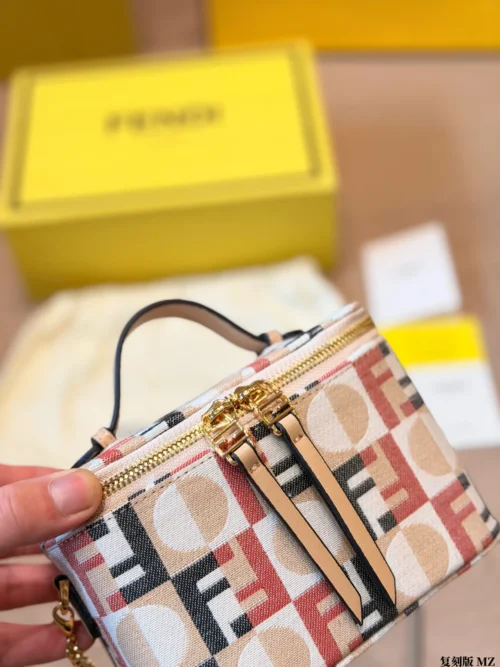 Fendi Gold Monogram Canvas Vanity Bag