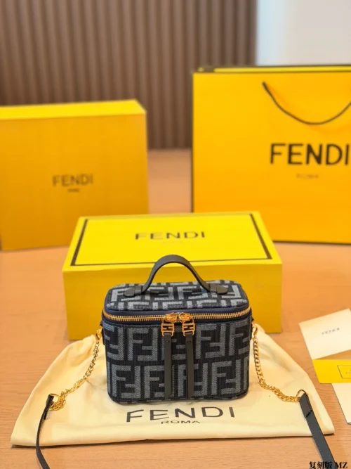 Fendi Gold Monogram Canvas Vanity Bag Style 0187
